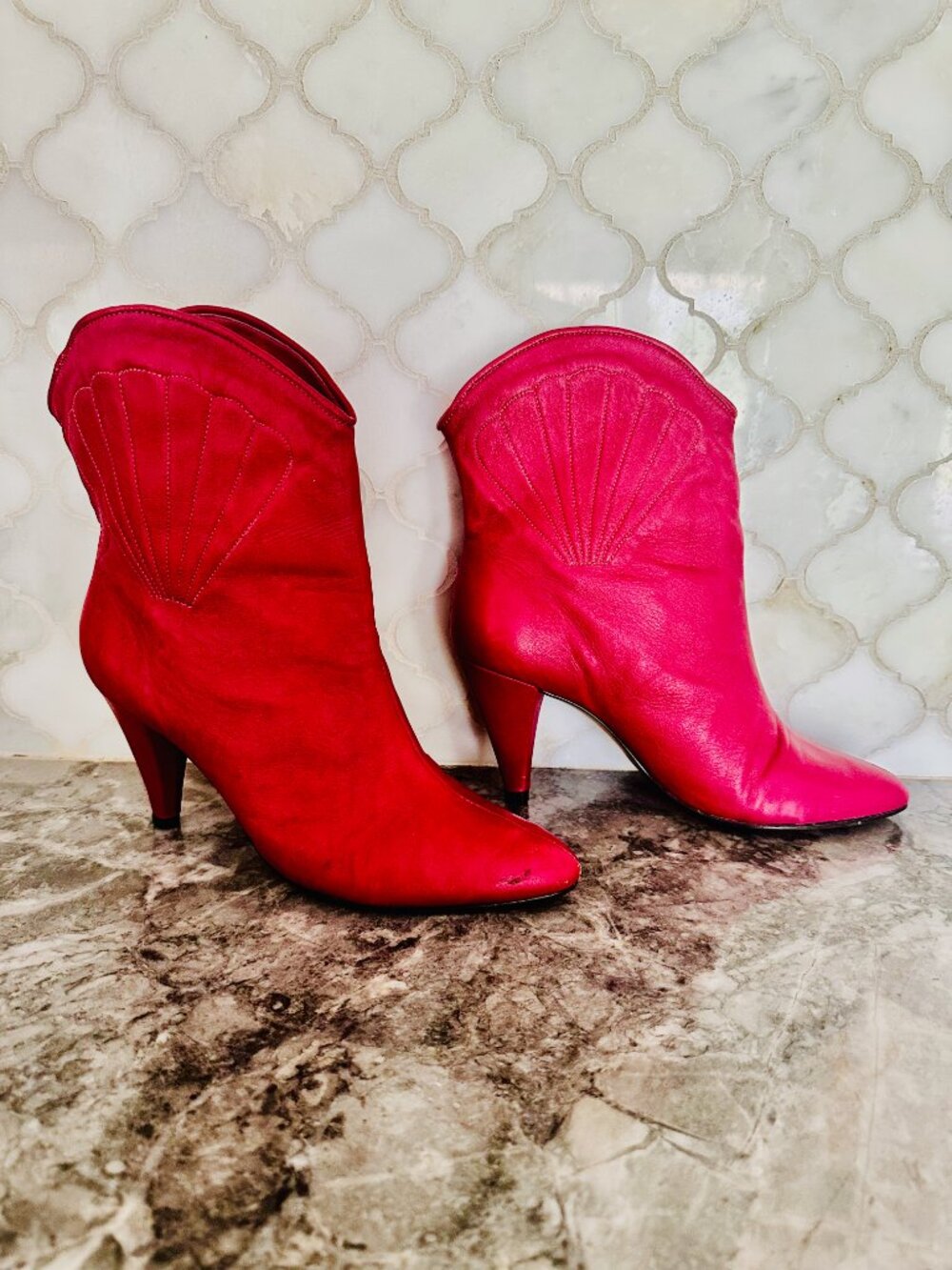 Colcci Pink Leather Western Ankle Booties Size 7 / EU 38 Made in Brazil - Picture 2 of 10